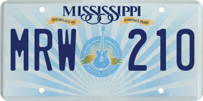 MS license plate MRW210