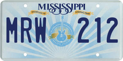 MS license plate MRW212