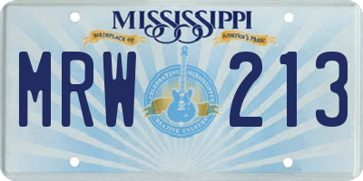 MS license plate MRW213
