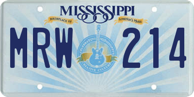 MS license plate MRW214