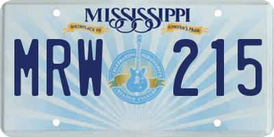 MS license plate MRW215