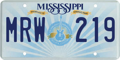 MS license plate MRW219