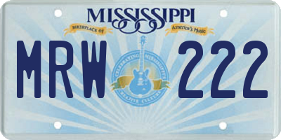 MS license plate MRW222