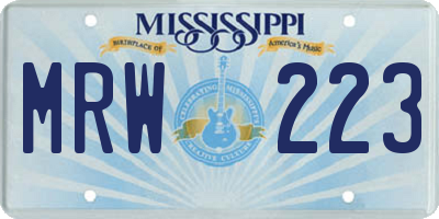 MS license plate MRW223