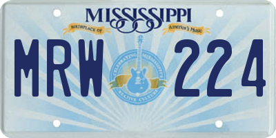 MS license plate MRW224