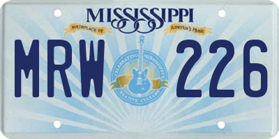 MS license plate MRW226