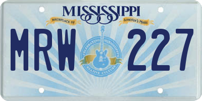 MS license plate MRW227