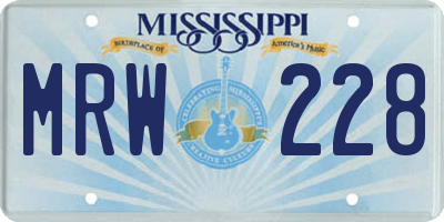 MS license plate MRW228