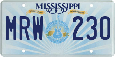 MS license plate MRW230