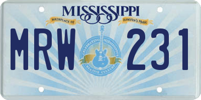 MS license plate MRW231