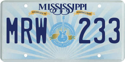 MS license plate MRW233