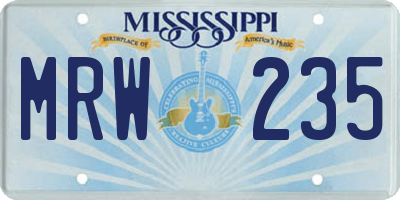 MS license plate MRW235
