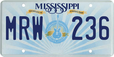 MS license plate MRW236