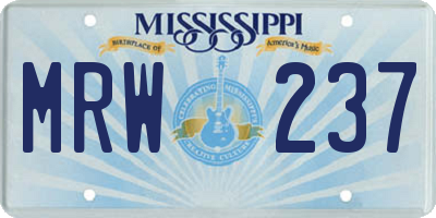 MS license plate MRW237