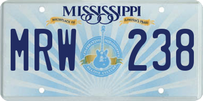 MS license plate MRW238