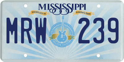MS license plate MRW239