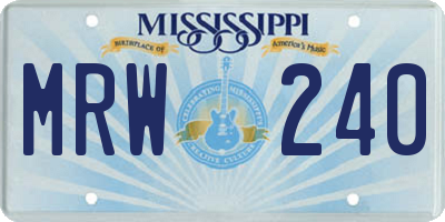 MS license plate MRW240
