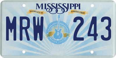 MS license plate MRW243