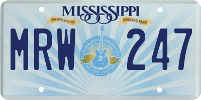 MS license plate MRW247