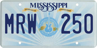 MS license plate MRW250