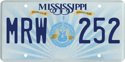 MS license plate MRW252