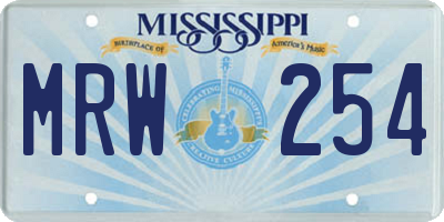 MS license plate MRW254