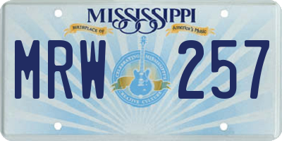 MS license plate MRW257