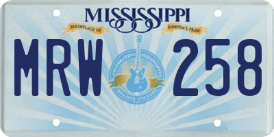 MS license plate MRW258