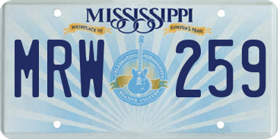 MS license plate MRW259