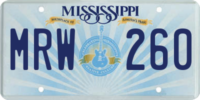 MS license plate MRW260