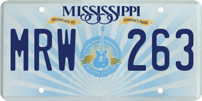 MS license plate MRW263
