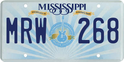 MS license plate MRW268