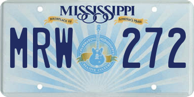 MS license plate MRW272