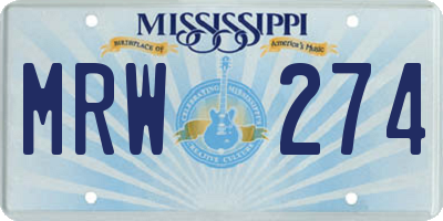 MS license plate MRW274