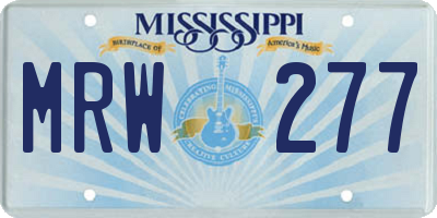 MS license plate MRW277