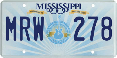 MS license plate MRW278