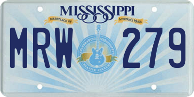 MS license plate MRW279