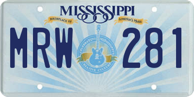 MS license plate MRW281