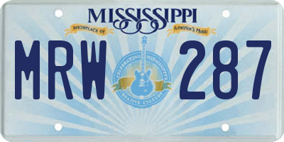 MS license plate MRW287