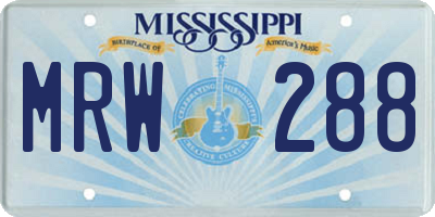 MS license plate MRW288