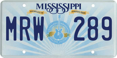 MS license plate MRW289