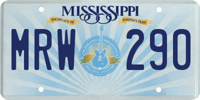 MS license plate MRW290