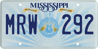 MS license plate MRW292