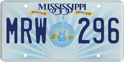 MS license plate MRW296