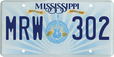MS license plate MRW302