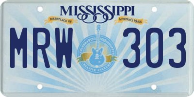 MS license plate MRW303