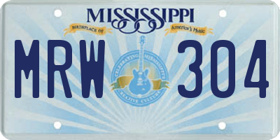 MS license plate MRW304