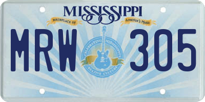 MS license plate MRW305