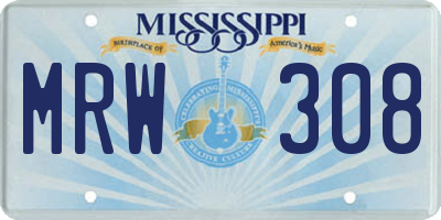 MS license plate MRW308