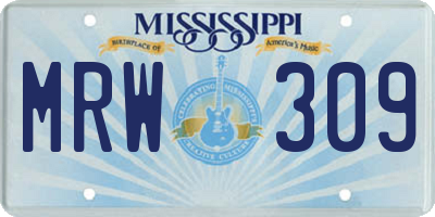MS license plate MRW309